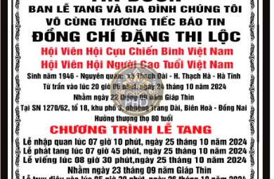 lễ tang đồng chí ĐẶNG THỊ LỘC 